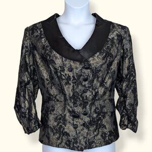 V. Bianca Nygard Metallic Floral Tux Blazer